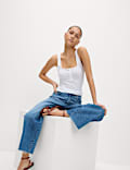 Pointelle Square Neck Vest