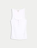 Pointelle Square Neck Vest