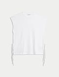 Pure Cotton Side Tie Jersey T-Shirt