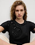 Linen Rich Embroidered T-Shirt