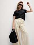 Linen Rich Embroidered T-Shirt