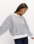 Gestreiftes Sweatshirt aus reiner Baumwolle