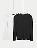 2pk Cotton Rich Ribbed Slim Fit Tops