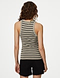 Cotton Rich Striped Ribbed Racer Back Vest