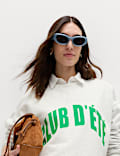 Cotton Rich Slogan Sweatshirt