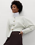 Wide Rib Cosy Button Front Cardigan