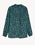 Blusa larga de escote en pico estampada