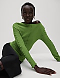 Textured Slash Neck Top