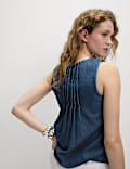 Pure Cotton Denim Pintuck Cami