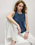 Pure Cotton Denim Pintuck Cami
