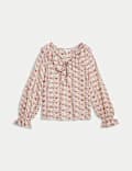 Pure Modal Floral Ruffle Blouse