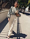 Strukturierte Bluse mit hohem Lyocellanteil und gepufftem Saum