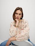 Lyocell Rich Floral Bubble Hem Blouse