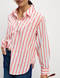 Chemise 100 % coton à encolure et rayures