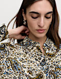 Printed Collared Button Through Blouse
