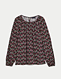 Printed Crew Neck Blouse