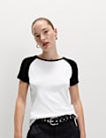 Pure Cotton Raglan Sleeve T-Shirt