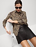 Pure Cotton Animal Print Collared Shirt