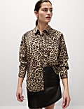 Pure Cotton Animal Print Collared Shirt