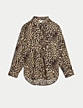 Pure Cotton Animal Print Collared Shirt