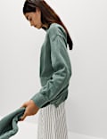 Pure Cotton Garment Dye Cropped Sweatshirt