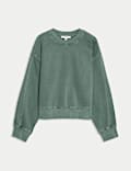 Pure Cotton Garment Dye Cropped Sweatshirt