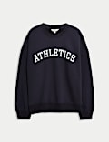 Sweatshirt mit hohem Baumwollanteil, Rundhalsausschnitt und Schriftzug