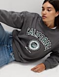 Sweat-shirt en coton à col rond et texte