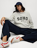 Cotton Rich Slogan Crew Neck Sweatshirt