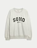 Cotton Rich Slogan Crew Neck Sweatshirt