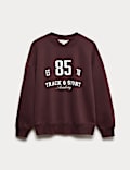 Cotton Rich Slogan Crew Neck Sweat-shirt