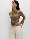 Keyhole Cosy Flute Sleeves Top