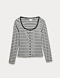Cotton Rich Scoop Neck Henley Top