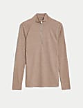 Cotton Rich Ribbed Half Zip Top