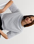 T-shirt με δαντέλα από σύμμεικτο βαμβάκι