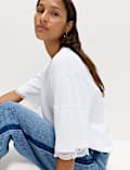 Pure Cotton Lace Sleeve T-Shirt