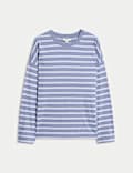 Pure Cotton Striped Crew Neck T-Shirt