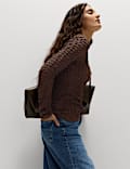 Textured Keyhole Tie Detail Long Sleeve Top