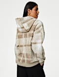 Borg Checked Half Zip Hoodie