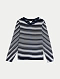 Pure Cotton Striped Crew Neck T-Shirt