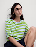 Pure Cotton Striped Crew Neck T-Shirt