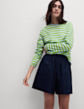 Pure Cotton Striped Crew Neck T-Shirt