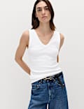 Cotton Rich Ribbed V-Neck Vest