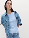 Cotton Rich Ribbed Lettuce Edge T-Shirt