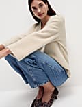 Oversized Cosy \nTextured V-Neck Sweatshirt