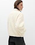 Borg Contrast Seam Half Zip Sweatshirt