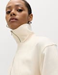 Cotton Rich Waisted Zip Through Sweatshirt