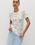 Cotton Blend Floral Lace Top