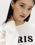 Pure Cotton Embroidered Slogan Sweatshirt