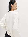 Pure Cotton Embroidered Slogan Sweatshirt